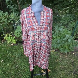 Johnny Was Multicolor Plaid Tunic